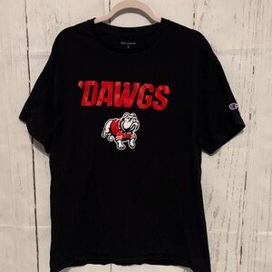Champion Black T-Shirt with Red 'DAWGS' Graphic